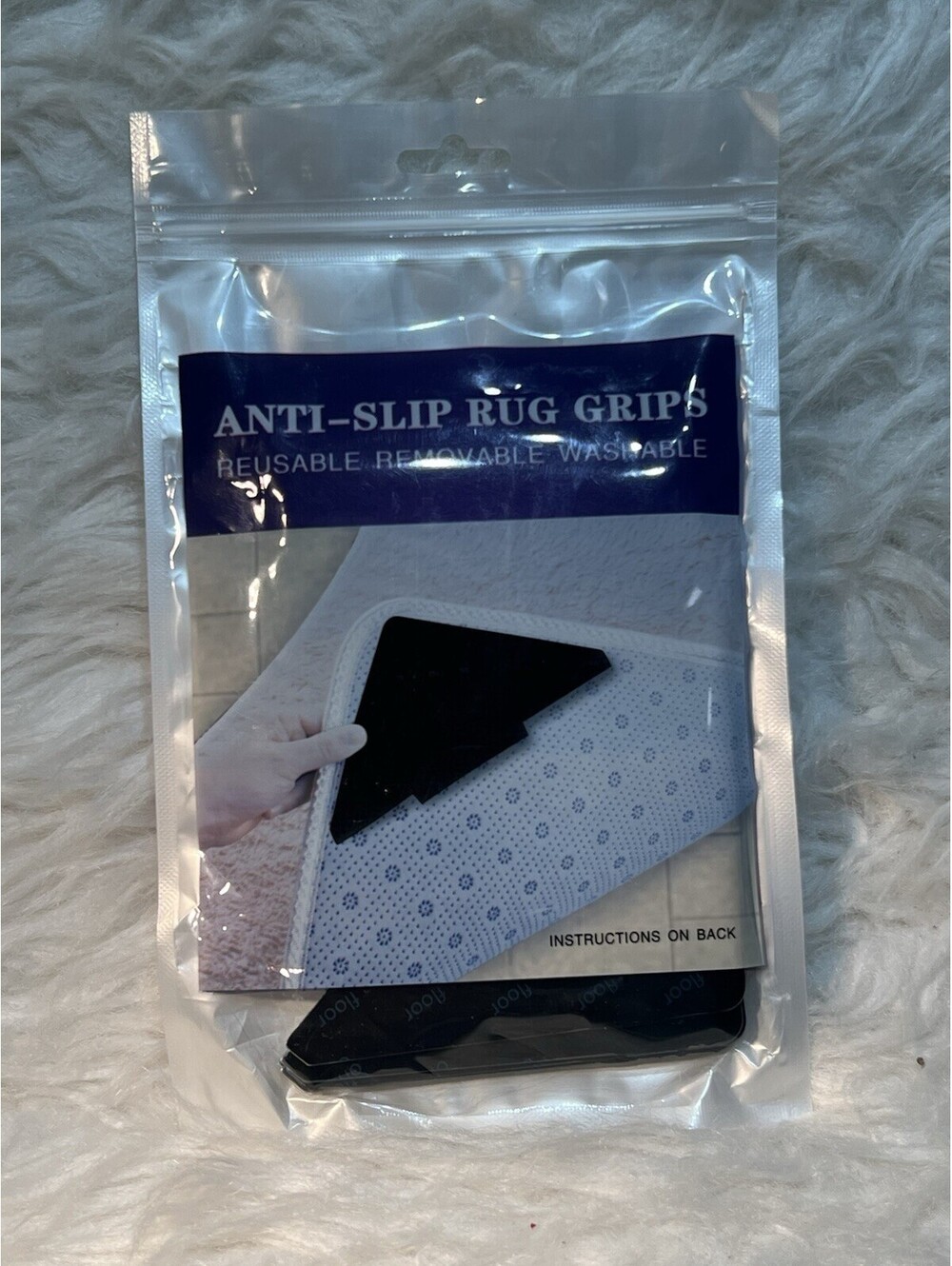 package of reusable, double-sided anti-slip rug grips